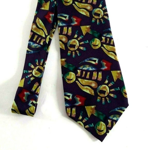 Jerry Garcia Men's Tie Silk Purple Tribal - Picture 1 of 5